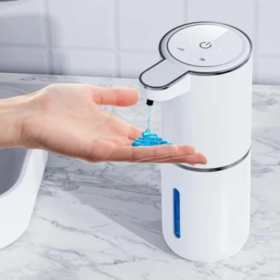 Afbeelding van automatische zeepdispenser, 380 ml, elektrische wandmontage, contactloze USB oplaadbaar, met infrarood bewegingssensor, voor badkamer, keuken, kantoor