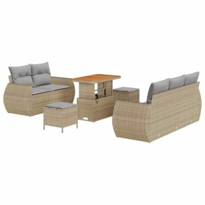 Afbeelding van vidaXL Tuinbank Set 8 pcs beige en lichtgrijs 90 x 55 71 cm