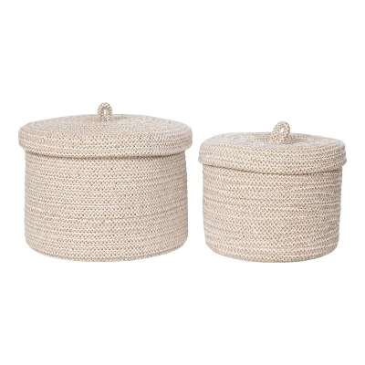 Afbeelding van Sebal Basket with lid, cotton, beige, set of 2