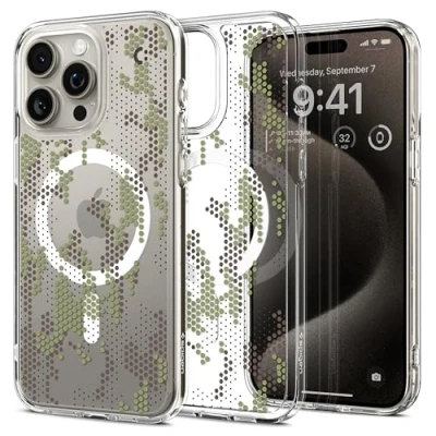 Afbeelding van Spigen Ultra Hybrid MagFit Case Compatibel met iPhone 15 Pro hoesje Digital Camo