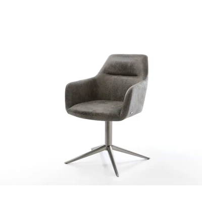 Afbeelding van DELIFE Draaistoel Pejo Flex microvelours grijs antiek kruispoot grafiet 360 draaibaar rocker functie pocketveer kern