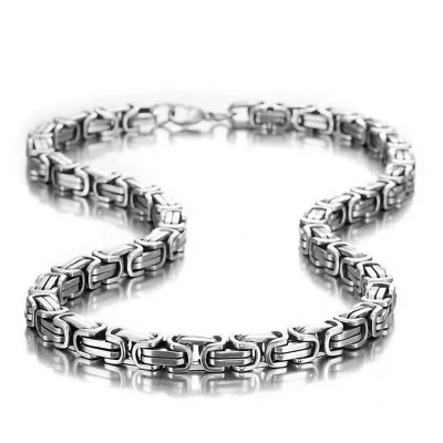 Afbeelding van Koningsketting heren zilver kleurig staal RVS roestvrij stalen ketting Koningsschakel 5mm 60cm