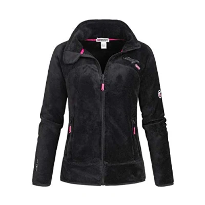 Afbeelding van Geographical Norway UPALINE LADY Zachte Warme Fleece Comfort Winterjas Womens Badjas Dikke Sweat Lange Mouwen Perfect Bont Sweater ZWART XL
