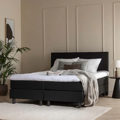 Afbeelding van 2 Persoons Boxspring Julia Comfort Zwart 140x220 cm Pocketvering Inclusief Topper Dekbed Discounter.nl