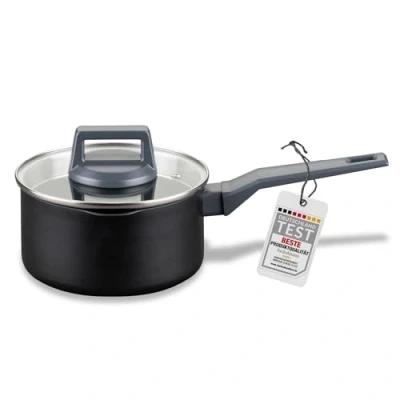 Afbeelding van Fackelmann Kookpan 16cm met steel Statement pan keramische coating gerecycled aluminium, antiaanbaklaag, hittebestendig incl. glazen deksel voor alle warmtebronnen inductie