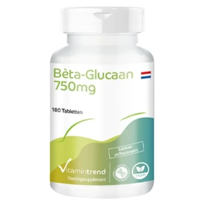 Afbeelding van Beta Glucan 750mg hoog gedoseerd veganistisch 180 tabletten 70% polysacchariden Vitamintrend®