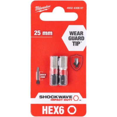 Afbeelding van Milwaukee Accessoires Shockwave Gen II Hex6 25mm 2stuks 4932430897