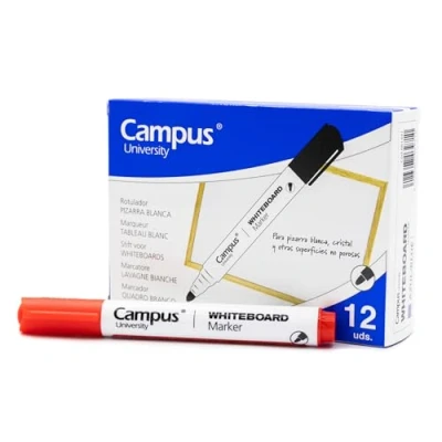 Afbeelding van Campus Verpakking met 12 whiteboard markers conische punt van 2 mm, ideaal voor het schrijven op glas, en andere gladde oppervlakken (rood)