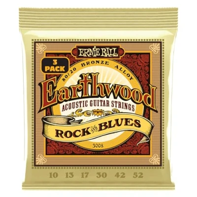 Afbeelding van Ernie Ball 3008 Earthwood Rock &#039;n Blues 80/20 Bronze 10 52 snaren voor westerngitaar (3 sets)