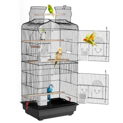 Afbeelding van VEVOR Vogelkooi Parkietenkooi Vogelhuis Vogelbouwer 457x355x925mm Zwart