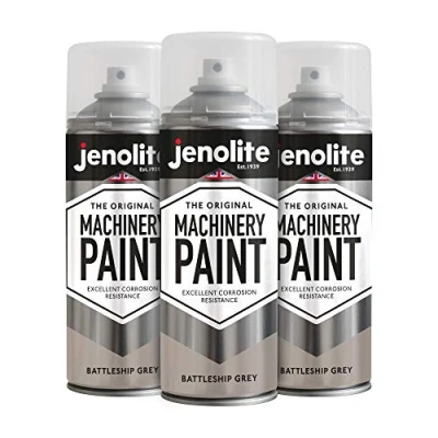 Afbeelding van JENOLITE Machines en grasmaaierverf BATTLESHIP GRIJS Aerosolverf voor meerdere oppervlakken Corrosiebestendig langdurige afwerking 3 x 400 ml