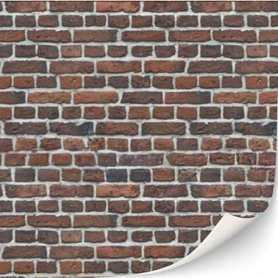 Afbeelding van 3 vellen zelfklevende baksteenmuur, wandbekleding voor poppenhuizen, schaal 1:12 (rookrode bakstenen)