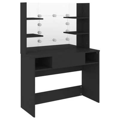 Afbeelding van Kaptafel Met Led Verlichting 100X40X135 Cm Mdf Eikenkleurig Zwart