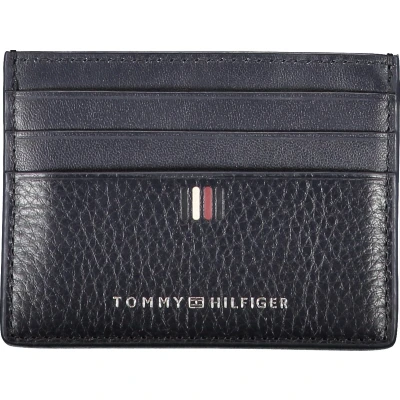 Afbeelding van Tommy Hilfiger Elegante Blauwe Leren Kaart Houder met Contrastdetails