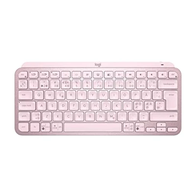 Afbeelding van Logitech MX Keys Mini draadloos toetsenbord, compact, Bluetooth, achtergrondverlichting, USB C, compatibel met Apple macOS, iOS, Windows, Linux, Android, metalen behuizing roze