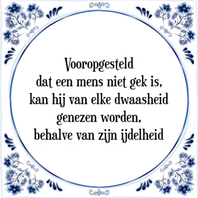 Afbeelding van Vooropgesteld dat een mens niet gek is, kan hij Tegeltje + Spreuk