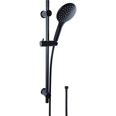 Afbeelding van Cornat Doucheset &quot;Noir&quot; Black Edition Handdouche 125 mm 3 straalsoorten: normale en sproeistraal anti kalk &amp; waterbesparend gebruik Met doucheslang wandstang/douchesysteem / TECBE3300