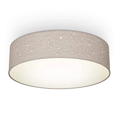 Afbeelding van B.K.Licht Decoratieve Plafondlamp sterrenhemel effect kinderkamer lamp taupe ronde Ø38cm met 2x E27 fitting excl. lichtbron