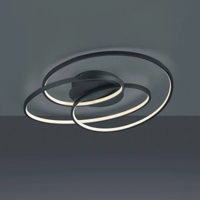 Afbeelding van Trio Leuchten LED plafondlamp Gale 673916032, metaal mat zwart, incl. 38.5 Watt, Switch dimmer, 60cm x 43cm