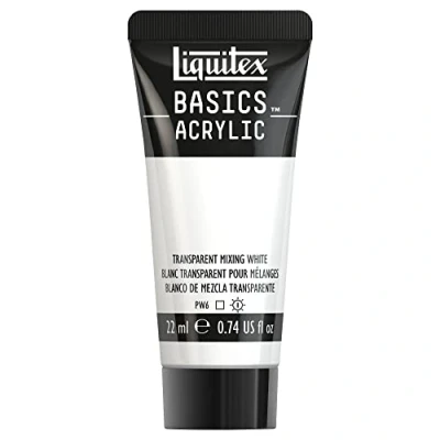Afbeelding van Liquitex 8870489​ Basics acrylverf Transparent Mixing White, 22 ml tube, lichtecht, waterbestendig, voor het schilderen en decoreren van hout, metaal, keramiek, kunststof, canvas