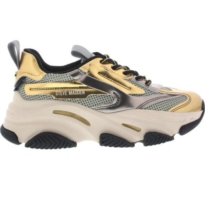 Afbeelding van Steve Madden Possession Sneakers laag, Dames, Maat: 37, Ice pewter/gold Imitatieleer/ textiel