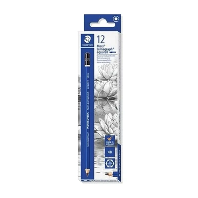 Afbeelding van STAEDTLER Wateroplosbare potloden Mars Lumograph aquarel (zeskantvorm, ongelooflijk onbreekbare premium potloden, hoge kwaliteit, hardheid 4B, vouwdoos met 12 100A 4B VE)
