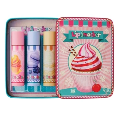 Afbeelding van Lip Smacker Balm Tin Trio, 3 Piece Kids Gift Set, Pastry Edition, Moisturizing and Easy to Apply, Infused with Castor Seed Oil