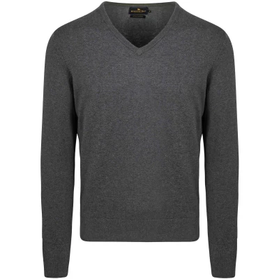 Afbeelding van Steppin&#039; Out Trui Cashmere V hals Antraciet Melange Maat 3XL Heren Pullovers