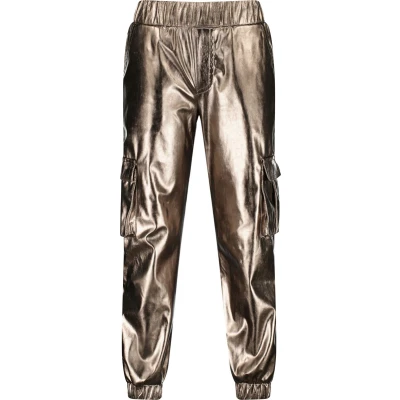Afbeelding van Vingino metallic imitatieleren tapered fit broek Shyla zilver