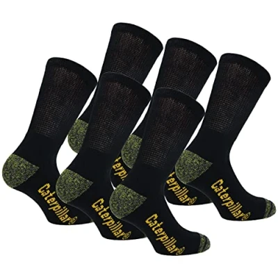 Afbeelding van Caterpillar Diabetic Work Socks 6 Paar Werksokken, Betere Bloedcirculatie, Vochtregulerend, Spant Niet Af, Versterkte Hiel Teen, Katoen, Platte Teennaad (Zwart, 39 42)