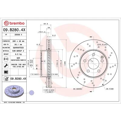 Afbeelding van Brembo Remschijven 09.B280.4X