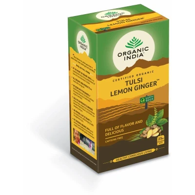 Afbeelding van Organic India Thee Tulsi Lemon Ginger 25ZK