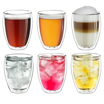 Afbeelding van Creano dubbelwandige XXL thermoglazen 400ml, extra groot hittebestendig koffieglazen/thee glazen/latte macchiato van borosilicaatglas, set 6
