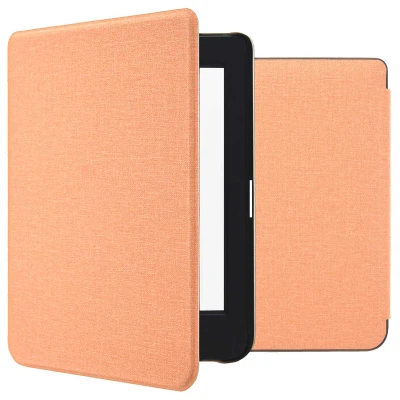 Afbeelding van Kobo Nia Hoes: iMoshion Canvas Sleepcover Bookcase zonder stand Peach Kunstleder E Reader Hoezen