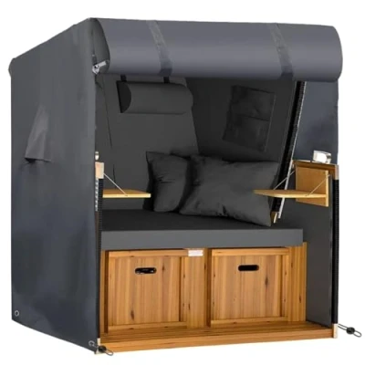 Afbeelding van Beschermhoes voor driezitsbank, Oxford 600D weefsel met duurzame pvc coating, extra flexibele klittenbandsluiting, waterdicht, winterbestendig, grijs (150 x 100 140/165 cm)