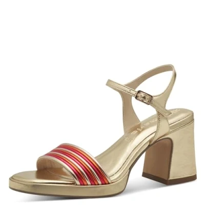 Afbeelding van Tamaris Sandalen met plateauzool, Dames, Maat: 38, Gold comb Kunststof