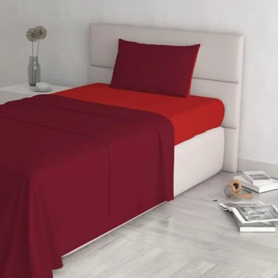 Afbeelding van Italian Bed Linen Natural Color beddengoedset, 100% katoen, rood/bordeaux, afzonderlijk