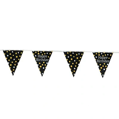 Afbeelding van Folat Vlaggenlijn Glossy Black &#039;Happy Birthday&#039; 4 meter