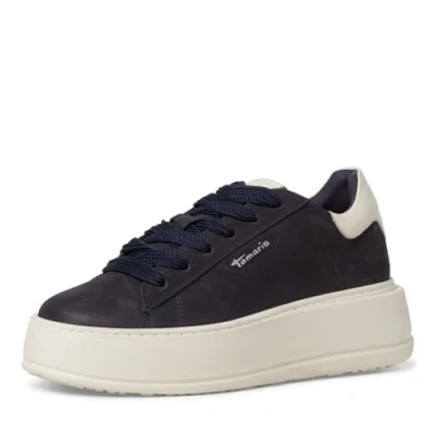Afbeelding van Tamaris Sneakers laag, Dames, Maat: 41, Navy Leer en imitatieleer