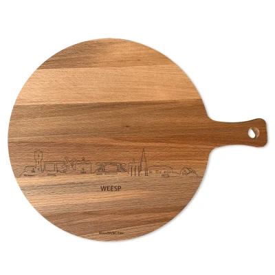 Afbeelding van Skyline Serveerplank Rond Weesp Hapjesplank Tapas Hapjes Serveren 29cm WoodWideCities