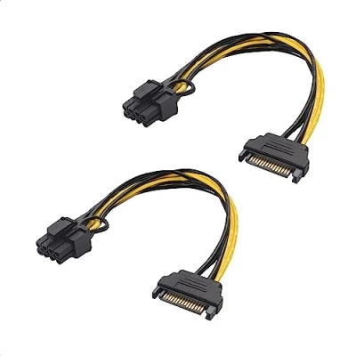Afbeelding van Cable Matters 2 pack SATA naar 6+2 pins voedingskabel 7 inch, 8 PCIe, 6 PCIe kabel,