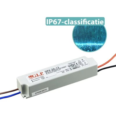 Afbeelding van GLP LED voedingsadapter 12V 24W 2A geschikt voor verlichting IP67 waterdicht