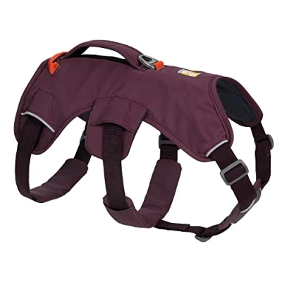 Afbeelding van RUFFWEAR Web Master Hondenharnas, gewatteerd, anti ontsnapping hondenharnas met hefhandvat voor alledaagse avonturen, 2 opzetstukken, maat: XX Small (33 43 cm), paarse regen