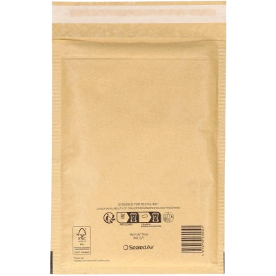 Afbeelding van 200x Sealed Air® luchtkussen envelop D bruin 180 x 260 mm Enveloppendoos Bubbel enveloppen