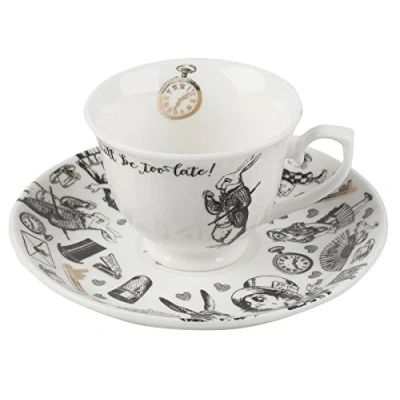 Afbeelding van V&amp;A 5200019 Alice in Wonderland Espressokop en schotel, 100 ml (4 fl oz), wit