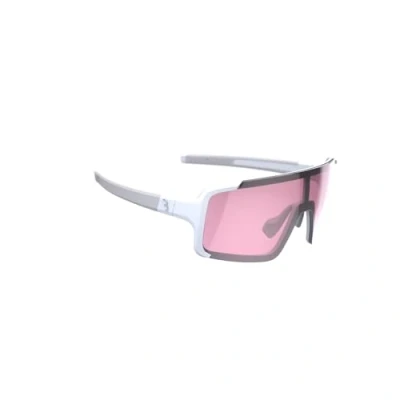 Afbeelding van BBB Cycling Chester Narrow Fietsbril Heren en Dames Sportbril Voor Smal Gezicht Wielrenbril Met Grote Lens Rubberen Pootjes Mat Wit Roze BSG 73