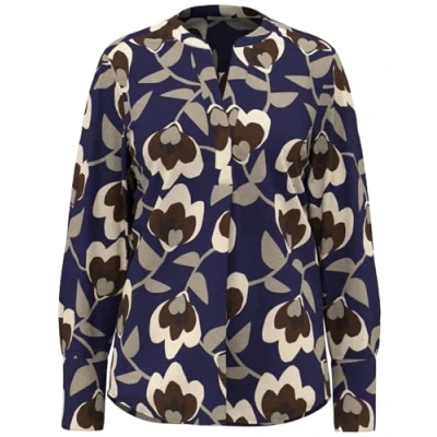 Afbeelding van Seidensticker Modieuze damesblouse tuniek regular fit gemakkelijk te strijken opstaande kraag V hals lange mouwen 100% viscose, blauw, 38
