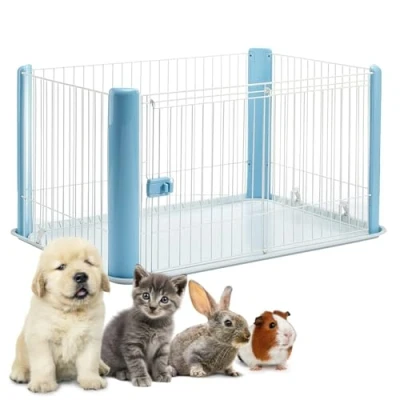 Afbeelding van Iris Ohyama, Kinderbox, Ren Met afsluitbare schuifdeur en kunststof sluiting, dak , L113 x D78.8 H60 cm Antislip, BPA vrij Voor katten CLS 1130 Blauw