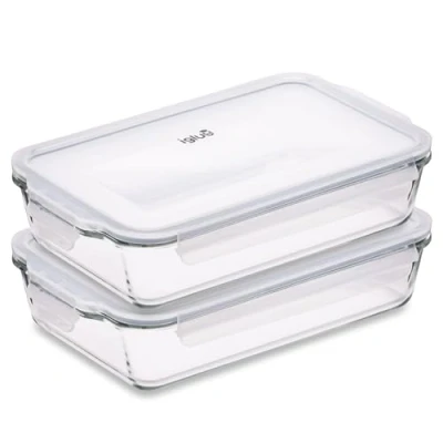Afbeelding van Igluu Meal Prep Glazaen Lasagne Schaal met Luchtdichte Snap Lock Deksel Grote Rechthoekige Oven BPA Vrij, Magnetron, Vriezer &amp; Vaatwasserbestendige Ovenschaal 2.2L set van 2