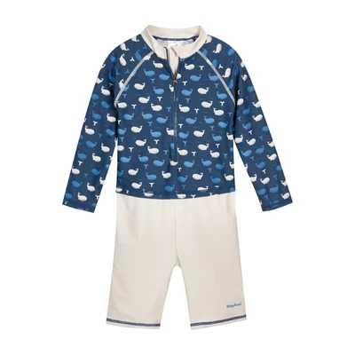 Afbeelding van Playshoes Uniseks kinderen UV bescherming eendelig badpak zwempak zwemkleding badkleding, walvis lange mouw, 74 80